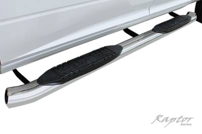 Raptor - Raptor 4" OE Style Cab Length Curved Stainless Oval Step Tubes GMC Sierra 07-13 Extended Cab (Rocker Panel Mount) - Image 2